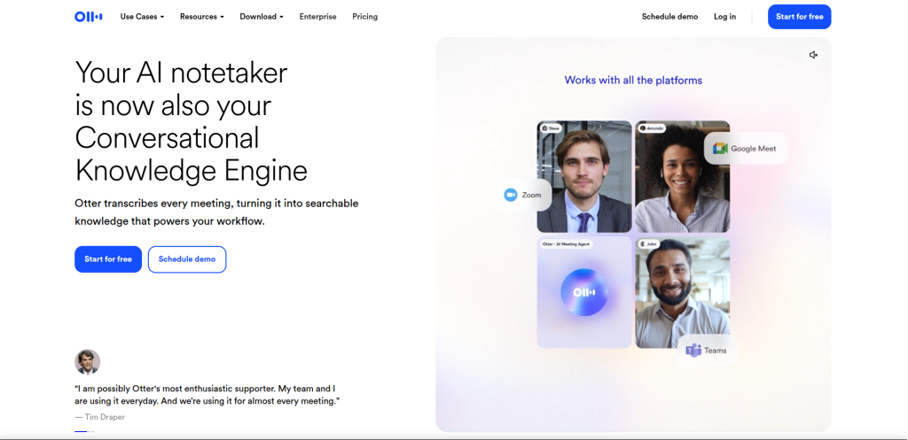 Otter.ai – Best for Lecture Transcription and Note-Taking