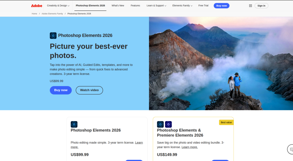 10. Photoshop Elements 2026 (Beginner-Friendly Paid Option)
