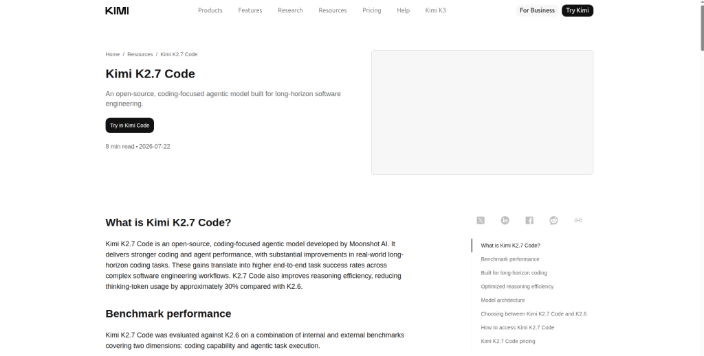 Kimi K2.7 Code – Best for Agents