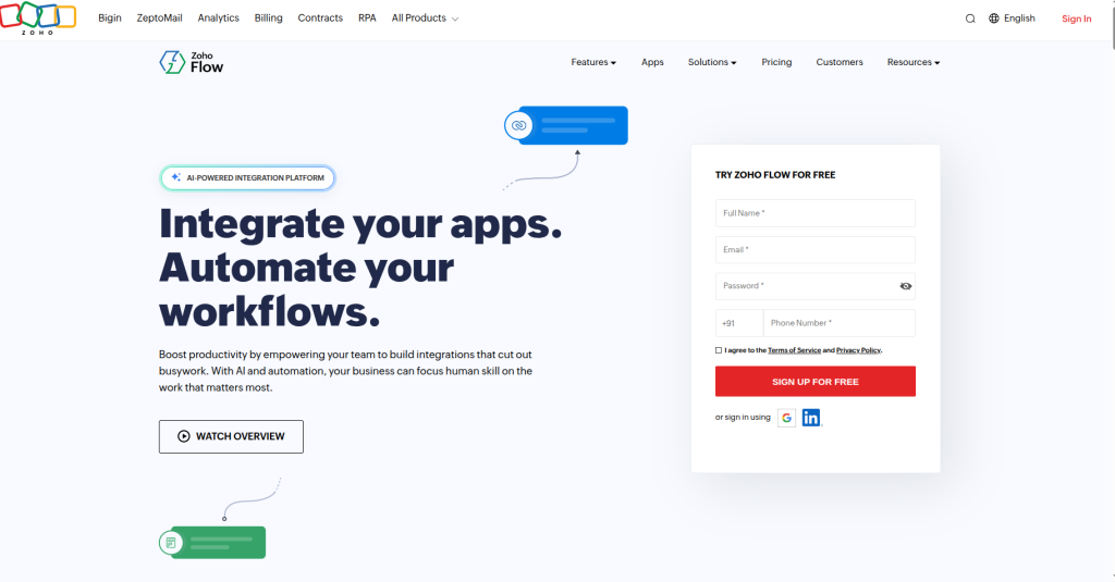 8. Zoho Flow