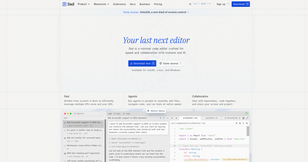 5. Zed: Best Free and Open-Source AI IDE